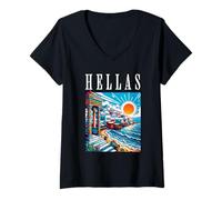Women's Greek Island Mykonos V-Neck T-Shirt