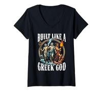 Womens Greek Mythology Ancient Greece Built Like a Greek God V-Neck T-Shirt