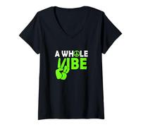 Womens Green A Whole Vibe Green Graphic V-Neck T-Shirt