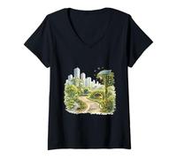 Women's Green City Sustainable Future Vision V-Neck T-Shirt