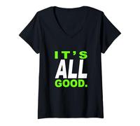 Womens Green Color It's Good - All of It Green Graphic V-Neck T-Shirt