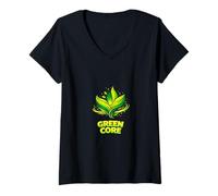 Women's Green Core Nature Energy Eco Lifestyle Design V-Neck T-Shirt