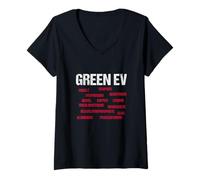 Women's Green EV - Ironic Commentary on Climate Change Net Zero V-Neck T-Shirt