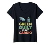 Womens Green Guilt is My Cardio Funny Eco Friendly Parent V-Neck T-Shirt