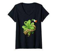 Women's Green Irish Clover Shamrock-St.Patrick's Day Gift V-Neck T-Shirt