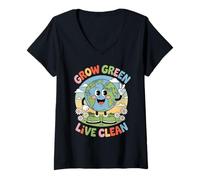 Women's Green Live Planet Environmentalist Earth Day V-Neck T-Shirt