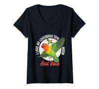 Womens Green Lovebird Enthusiast Love My Birdkeeper Lovebird V-Neck T-Shirt