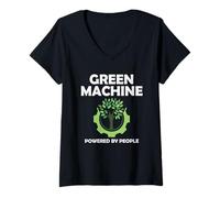 Women's Green Machine Powered by People - Eco Environmental Zak V-Neck T-Shirt