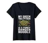 Women's Green Tree Python Owner Reptiles Snake Lover Danger Noodle V-Neck T-Shirt