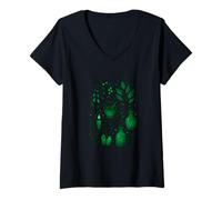 Womens Green Witch Herbology Mysterious Pastel Goth Potion Cute V-Neck T-Shirt