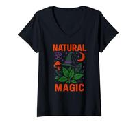Womens Green Witch Natural Magic Vintage Woman's Herbal Magic V-Neck T-Shirt