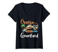 Womens Greenland Cruise Squad 2026 Family Holiday Matching V-Neck T-Shirt