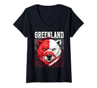 Women's Greenland Fan Polar Bear Greenlander V-Neck T-Shirt