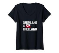 Women's Greenland is Freeland - Wordplay Design Nature V-Neck T-Shirt