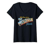 Women's Greetings from St. Petersburg Florida V-Neck T-Shirt