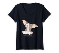 Women's Gremlins Gizmo Pocket V-Neck T-Shirt, Black, Small