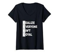 Women's Grey Color Everyone Ain't Real Grey Graphic V-Neck T-Shirt