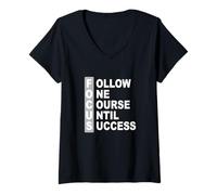 Womens Grey Color Follow The Course Grey Graphic V-Neck T-Shirt