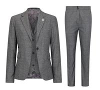 Women's Grey Three-Piece Tailored Fit Suit in Prince of Wales Check