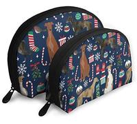 Womens Greyhound Christmas Dog Travel Cosmetic Bags Waterproof 2PC Makeup Clutch Pouch Cosmetic and Toiletries Organizer Bag Portable Travel Toiletry Pouch Girls
