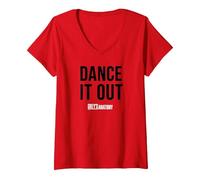 Women's Grey's Anatomy Dance It Out V-Neck T-Shirt, Red, Medium