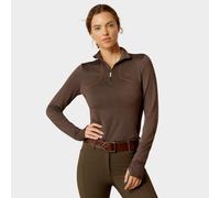 Women's Gridwork 1/4 Zip Base Layer, Brown XL