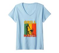 Womens Grill Master BBQ - Vintage Rasta Grill Chef, Pit master V-Neck T-Shirt