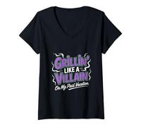Womens Grillin Like a Villain on My Paid Vacation Labor Day V-Neck T-Shirt