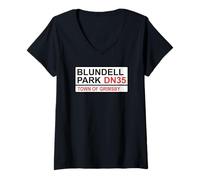 Womens Grimsby Town Blundell Park Iconic Street Sign V-Neck T-Shirt