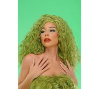Womens Grinch Style Long Curly Green Wig