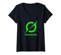 Womens Grokipedia - AI-Powered Galactic Knowledge Sharing Community V-Neck T-Shirt