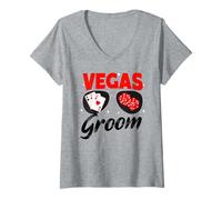 Women's Groom Vegas Bachelor Party Group 2026 Married in Vegas Groom V-Neck T-Shirt