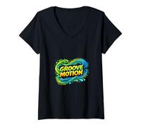 Women's Groove Motion Flow Rhythm Energy Graphic V-Neck T-Shirt