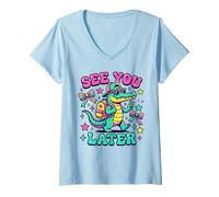 Women's Groovy Alligator Student Farewell Graphic V-Neck T-Shirt
