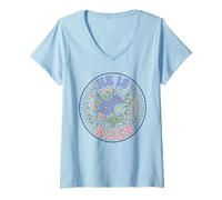 Women's Groovy Retro Floral He is Risen Easter Jesus Christianity V-Neck T-Shirt