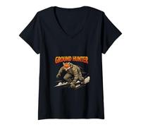 Women's Ground Hunter Fox Tactical Motion Graphic Design V-Neck T-Shirt