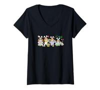 Women's Group Bunny Beagles Easter Reading Book Hunting Eggs Owner V-Neck T-Shirt