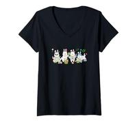 Women's Group Bunny Samoyeds Easter Reading Book Hunting Eggs Owner V-Neck T-Shirt