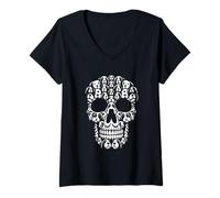 Womens Group English Springer Spaniels As Halloween Skull Dog Owner V-Neck T-Shirt
