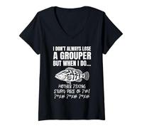 Women's Grouper Fishing V-Neck T-Shirt
