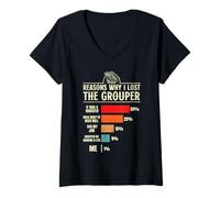 Women's Grouper Fishing V-Neck T-Shirt