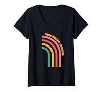 Womens grow positive thoughts happy daisy spring summer 70's style V-Neck T-Shirt