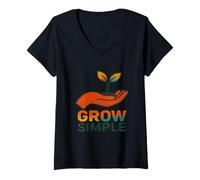 Womens Grow Simple Minimalist Design V-Neck T-Shirt