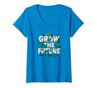 Womens Grow The Future Botanical Nature V-Neck T-Shirt