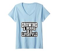Womens Growing Beard is a Lifestyle Funny Bearded Men V-Neck T-Shirt
