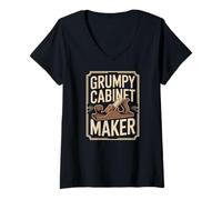 Women's Grumpy Cabinet Maker Furniture Making Woodworking V-Neck T-Shirt