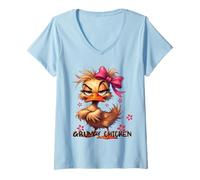 Womens Grumpy Chicken V-Neck T-Shirt