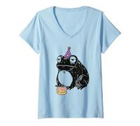 Women's Grumpy Frog Celebrations Party Birthday V-Neck T-Shirt