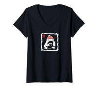 Women's Grumpy Frog Coffee Unimpressed Hipster Japanese Art Grapic V-Neck T-Shirt