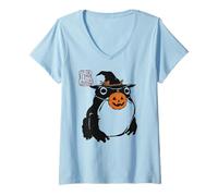 Women's Grumpy Frog Funny Halloween Costume Pumpkin Anime Japanese V-Neck T-Shirt